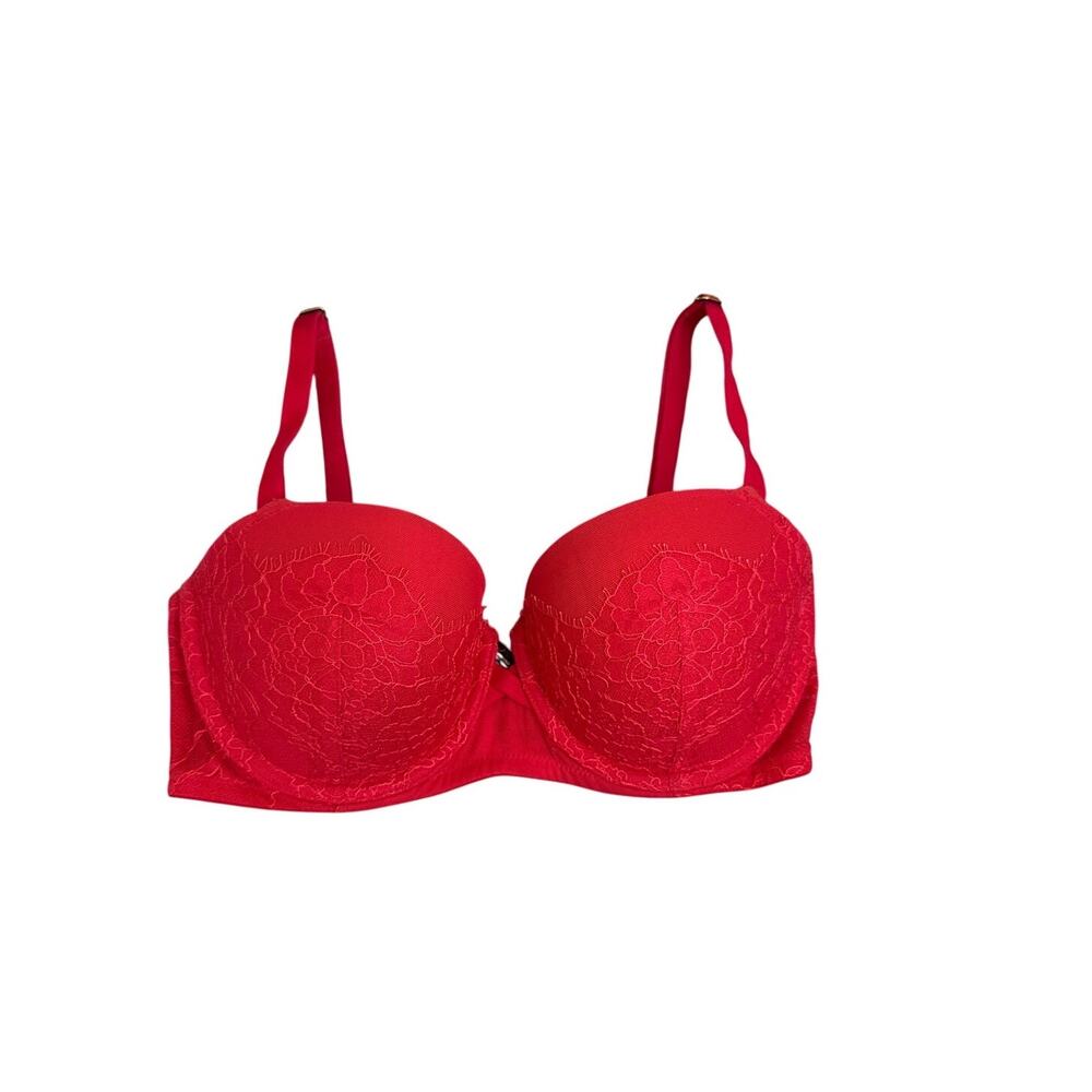 Victoria's Secret Very Sexy Push Up Padded Red Lacey Bra Size 32DD